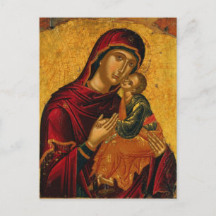 Cartão Postal Ícone Cristão Ortodoxo da Criança de Theotokos