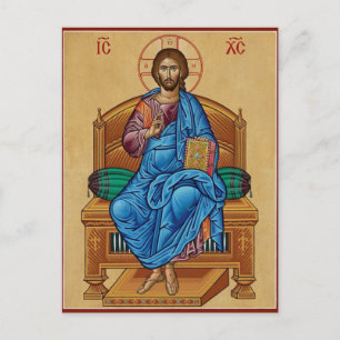 Cartão Postal Ícone Cristão Ortodoxo de Cristo segurando os Evan