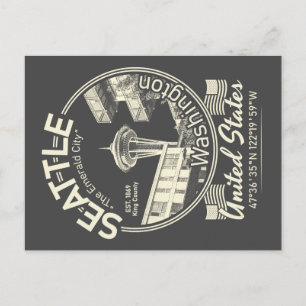 CARTÃO POSTAL ÍCONE DA CIDADE DO SEATTLE - VINTAGEM DE WASHINGTO