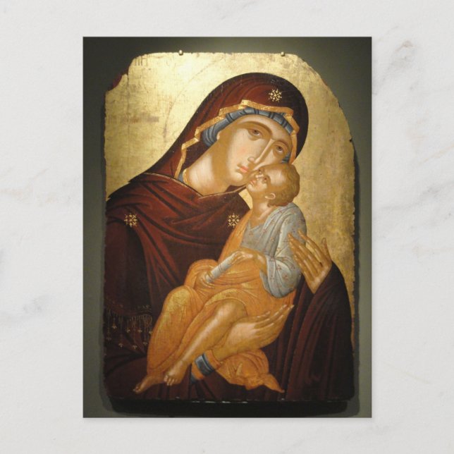 Cartão Postal Ícone da Mãe de Deus e Menino Cristo (Frente)