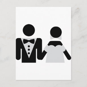 Cartão Postal ícone de noivo e casamento de noiva