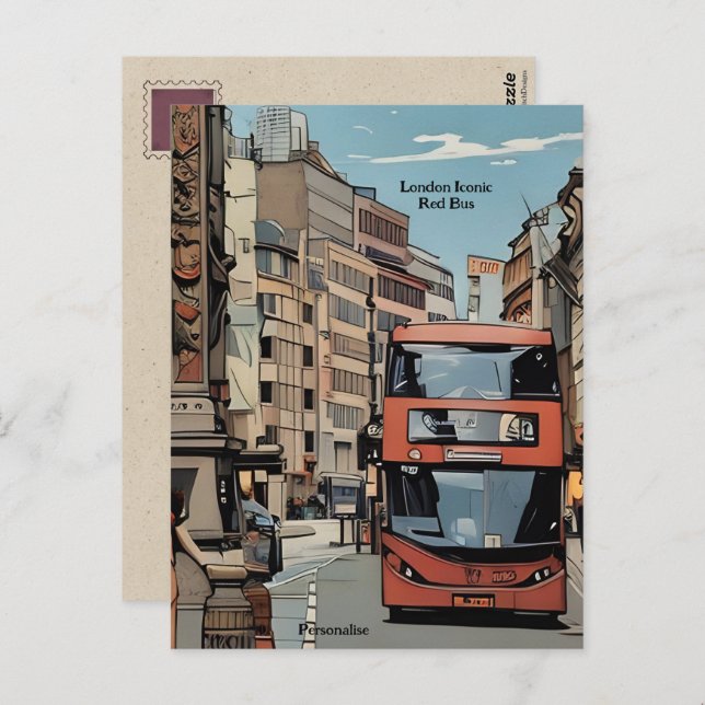 Cartão Postal Ícone de ônibus vermelho da cidade de Londres Ingl (Frente/Verso)