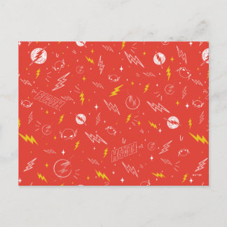 Cartão Postal Ícone do Flash Relâmpago e Padrão Doodle