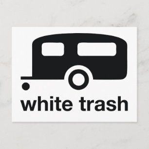 Cartão Postal Ícone do trailer branco Trash - parque do trailer