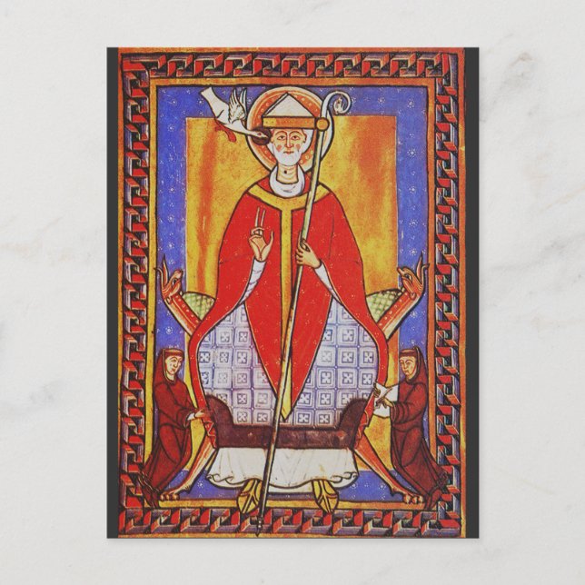 Cartão Postal Ícone medieval de São Gregório Magno (Frente)