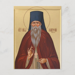 Cartão Postal Ícone Ortodoxo Cristão de São Ambrósio de Optina