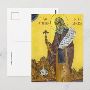Cartão Postal Ícone Ortodoxo Cristão de São Hermano do Alasca
