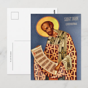 Cartão Postal Ícone Ortodoxo Cristão de São João Crisóstomo