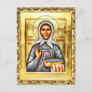 Cartão Postal Ícone Ortodoxo Cristão de Sta. Olga do Alasca