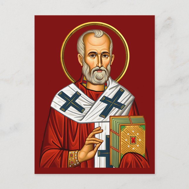 Cartão Postal Ícone ortodoxo do santo Nicholas 04 (Frente)