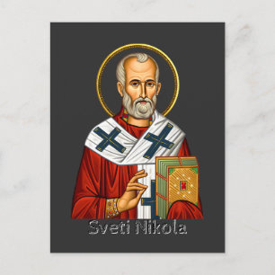 Cartão Postal ícone ortodoxo sérvio de carta de São Nicolau