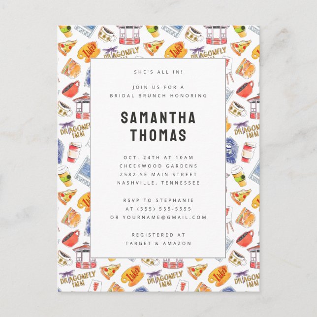 Cartão Postal Ícones de Aguarela de Gilmore Girls para Brunch de (Frente)