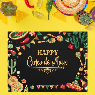 Cartão Postal Ícones de Cinco Pretos Festivos de Mayo Fiesta