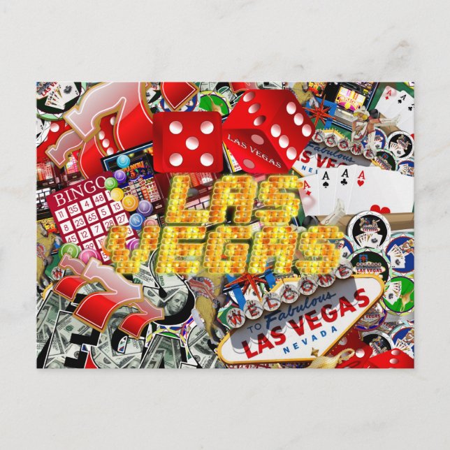 Cartão Postal Ícones de Las Vegas - Luzes de Neon (Frente)