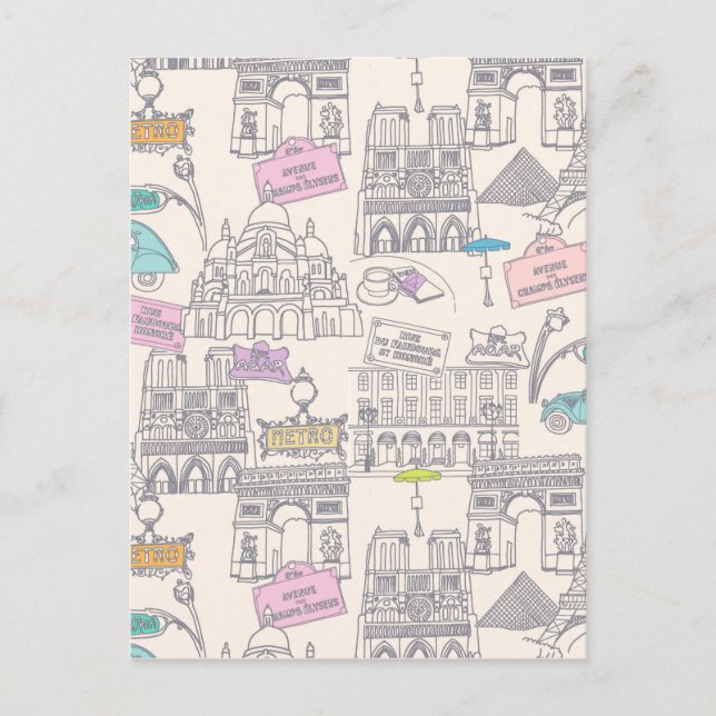 Cartão Postal Ícones de Paris (Frente)