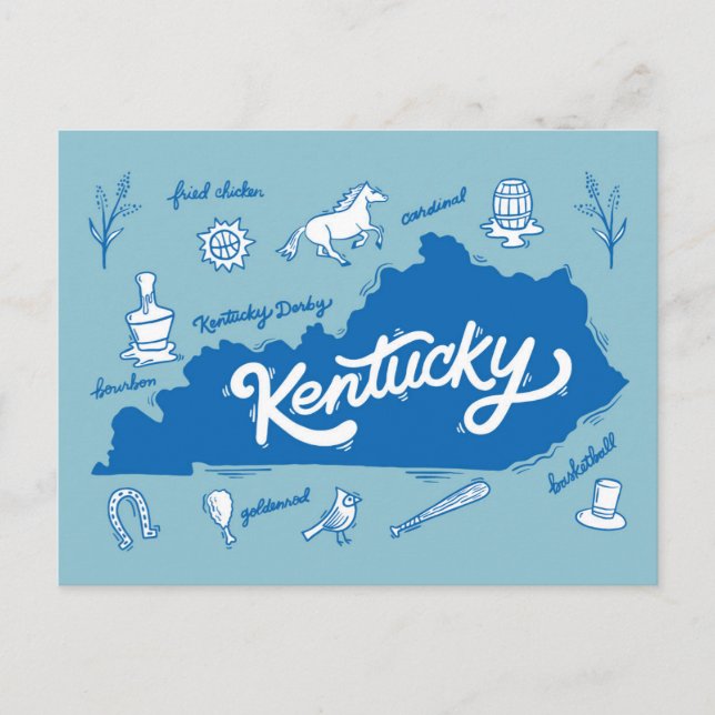 Cartão Postal Ícones do Kentucky Souvenir (Frente)