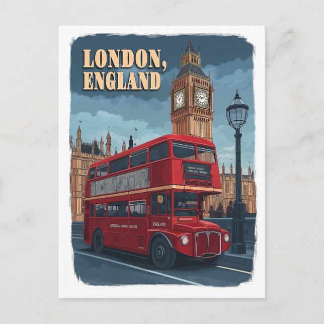 Cartão Postal Iconic London: Uma Viagens vintage (Frente)