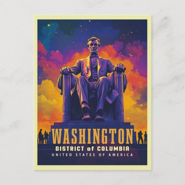 Cartão Postal Icônico Washington D.C. com Lincoln Memorial (Frente)