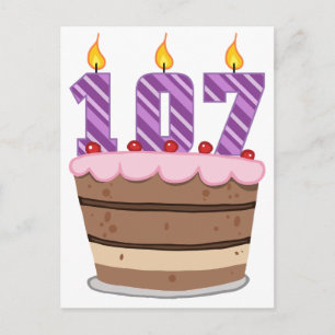 Cartão Postal Idade 107 no bolo de aniversário
