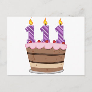 Cartão Postal Idade 111 no bolo de aniversário