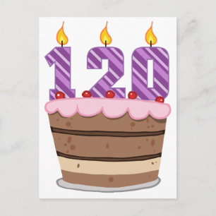 Cartão Postal Idade 120 no bolo de aniversário