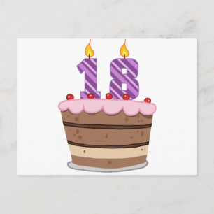 Cartão Postal Idade 18 no bolo de aniversário