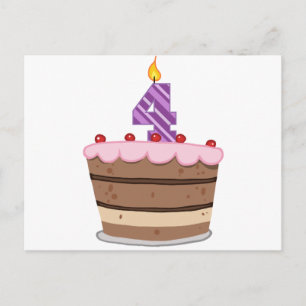 Cartão Postal Idade 4 no bolo de aniversário