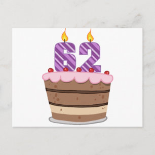 Cartão Postal Idade 62 no bolo de aniversário