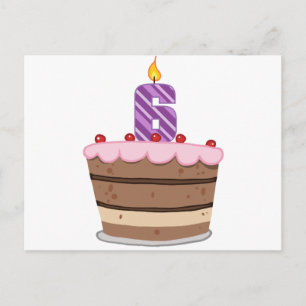 Cartão Postal Idade 6 no bolo de aniversário