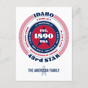 Cartão Postal Idaho, Boise, ID, Patriótico, Monograma
