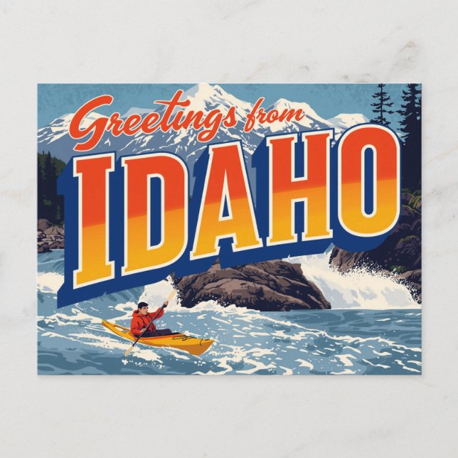 Cartão Postal Idaho Caiaque Águas Brancas (Frente)