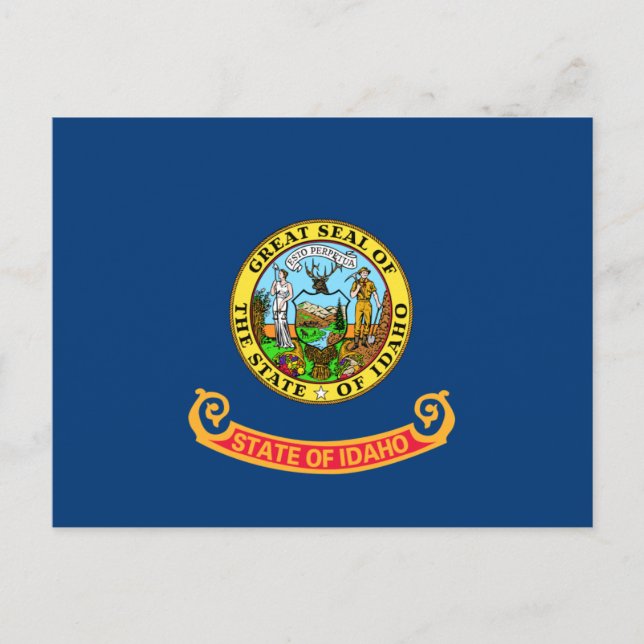 Cartão Postal Idaho Flag: Estado Gem, América Mountain West (Frente)