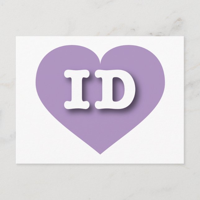 Cartão Postal Idaho Lavanda Heart - Eu amo ID (Frente)