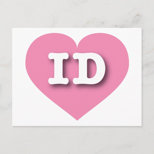 Cartão Postal Idaho Pink Heart - Eu amo ID (Frente)