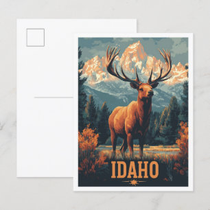 Cartão Postal Idaho USA Art Vintage Illustration Viagem