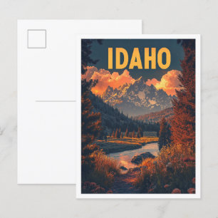 Cartão Postal Idaho USA Art Vintage Illustration Viagem