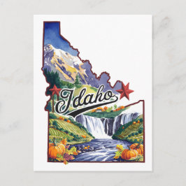 Cartão Postal Idaho USA State Shaped Vintage Watercolor