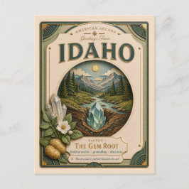 Cartão Postal Idaho Vintage Paper Cut American Arcana