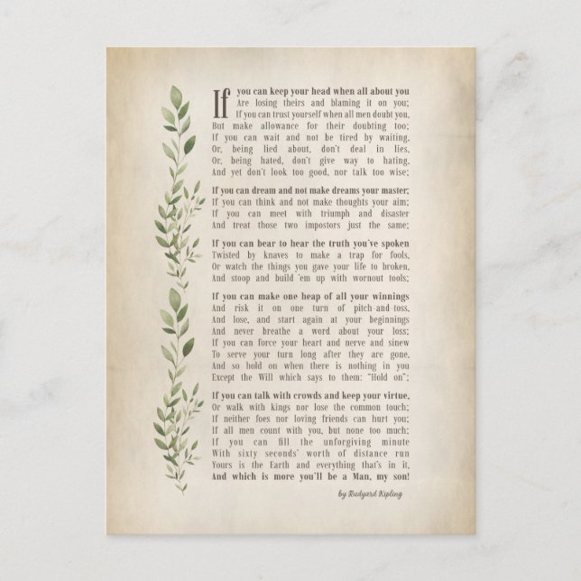 Cartão Postal IF, poema inspirado de Rudyard Kipling (Frente)