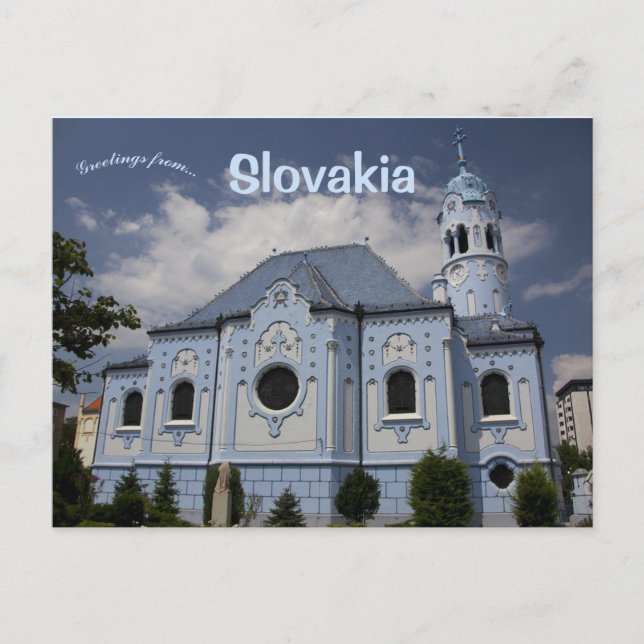 Cartão Postal Igreja Azul de Sta. Elisabeth Bratislava Eslováqui (Frente)
