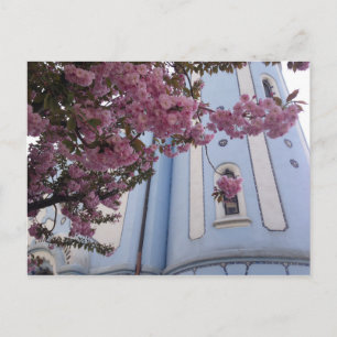 Cartão Postal Igreja Azul + Flor
