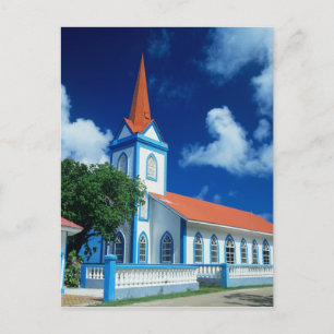Cartão Postal Igreja colorida na ilha de Tahaa