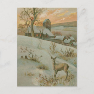 Cartão Postal Igreja de Cervos do Campo de Inverno Neve