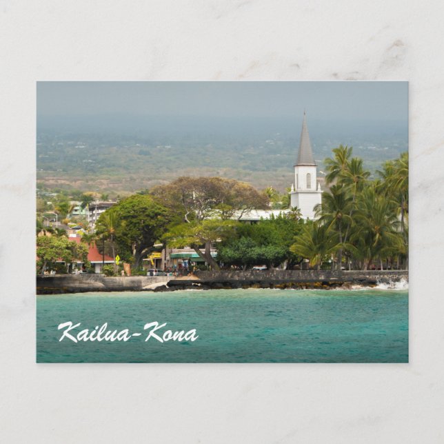 Cartão Postal Igreja de Mokuaikaua no Havaí de Kailua Kona Grand (Frente)
