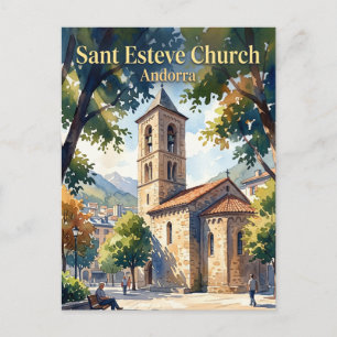 Cartão Postal Igreja de Sant Esteve, Andorra la Vella Andorra
