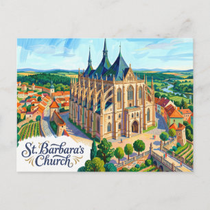 Cartão Postal Igreja de Santa Bárbara República Tcheca