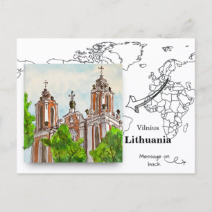 Cartão Postal Igreja de Santa Catarina, Vilnius, Lituânia