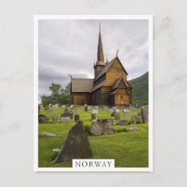 Cartão Postal Igreja de Stave com cemitério na Noruega