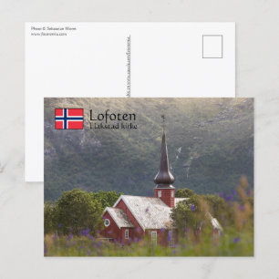 Cartão Postal Igreja do Lofoten Flakstad