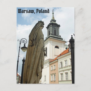 Cartão Postal Igreja e estátua de Varsóvia, Polônia